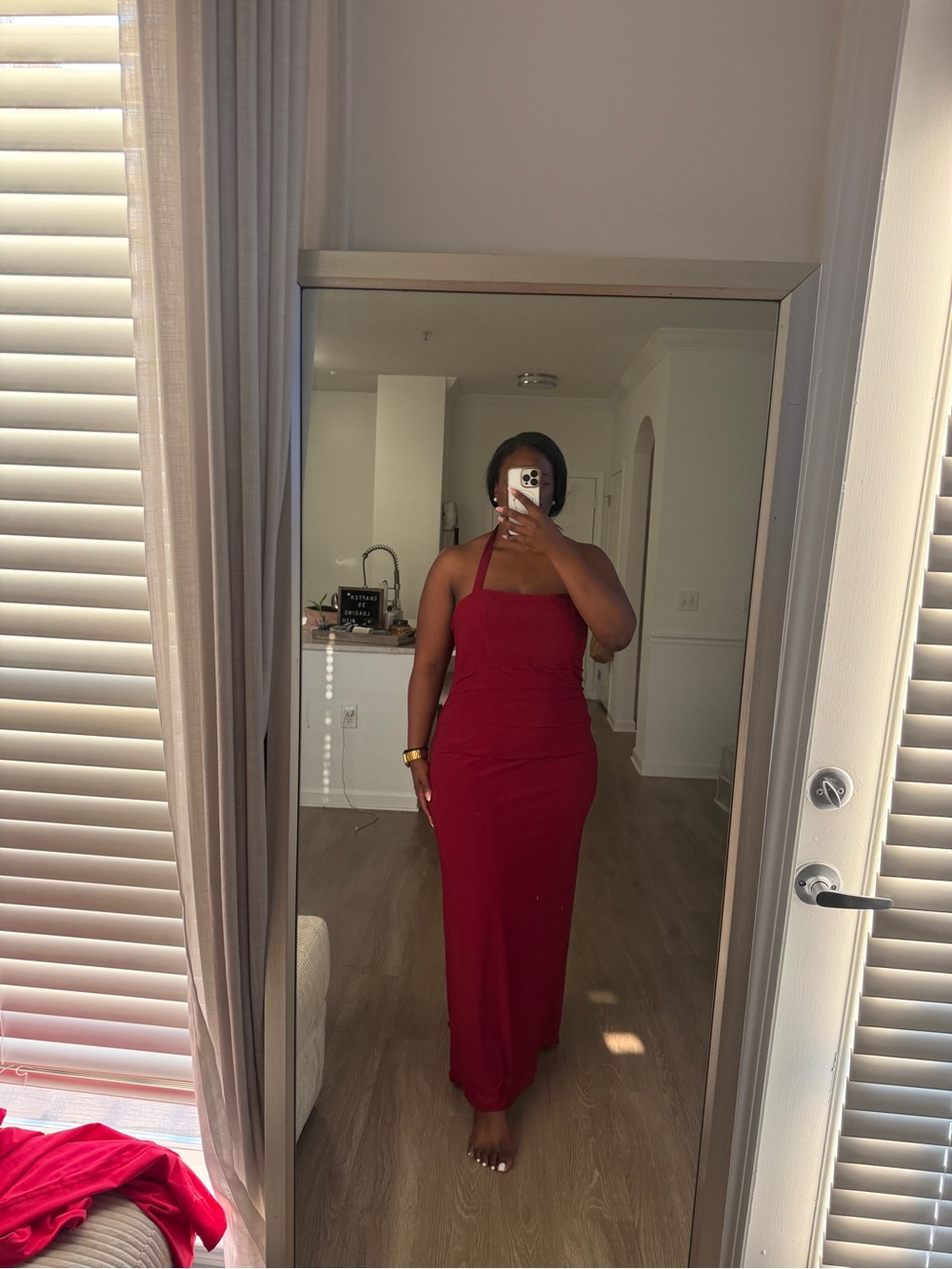 Azazie Red Halter Maxi Dress